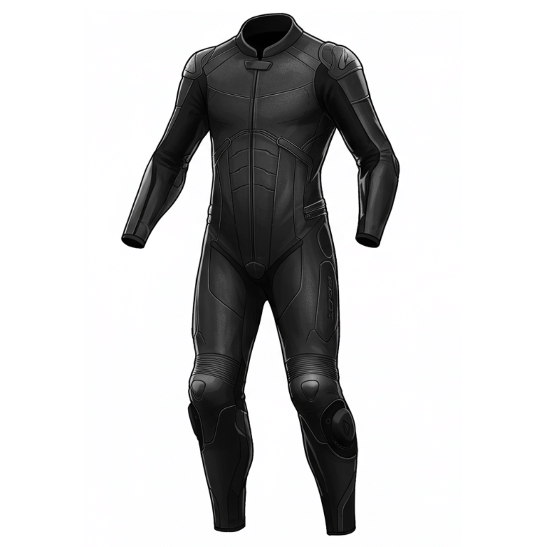 black motorcycle helmet and suit Black Leather Motorcycle Suit for Ultimate Protection L