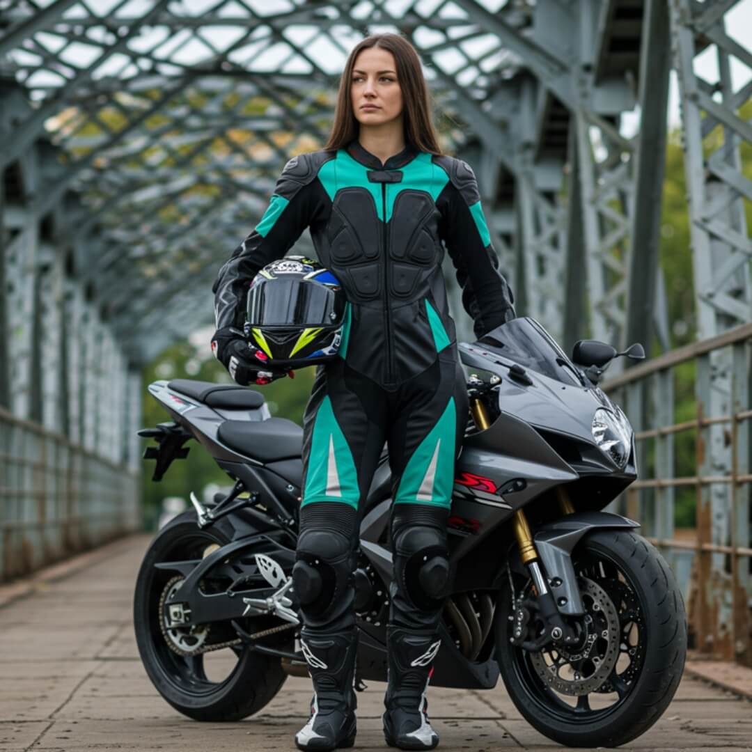 Experience the luxury of Kangaroo or Cowhide leather in a custom women's leather motorcycle suit.