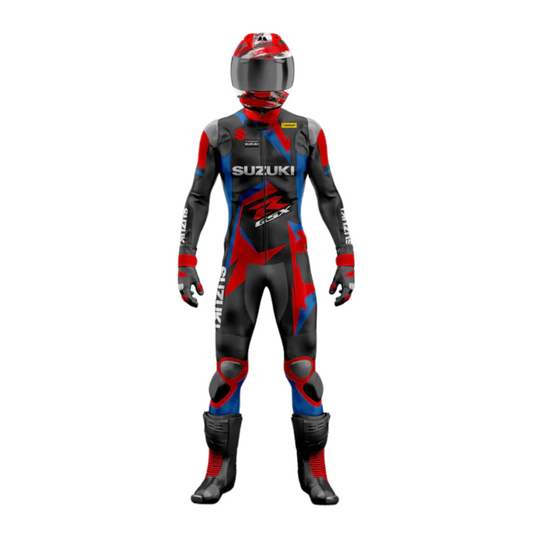 Turbo Suzuki Motorbike Racing Leathers Suit (Red & Black)