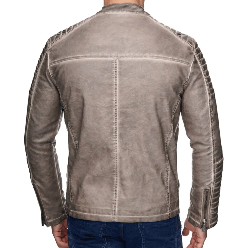 Turbo Men Leather Motorcycle Jacket