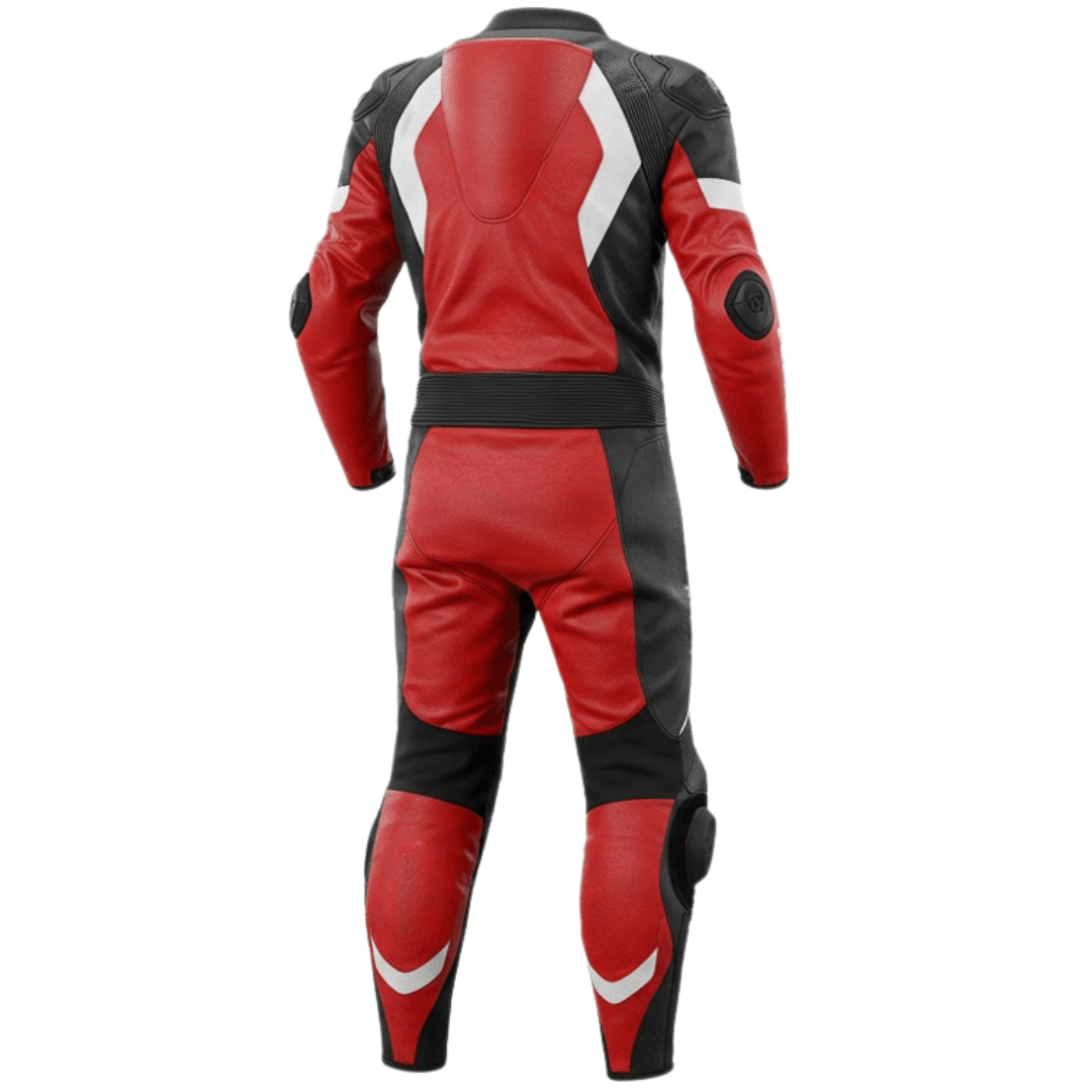 Ducati leather racing suit showcasing reinforced stitching, comfort design, and high-performance racing style.