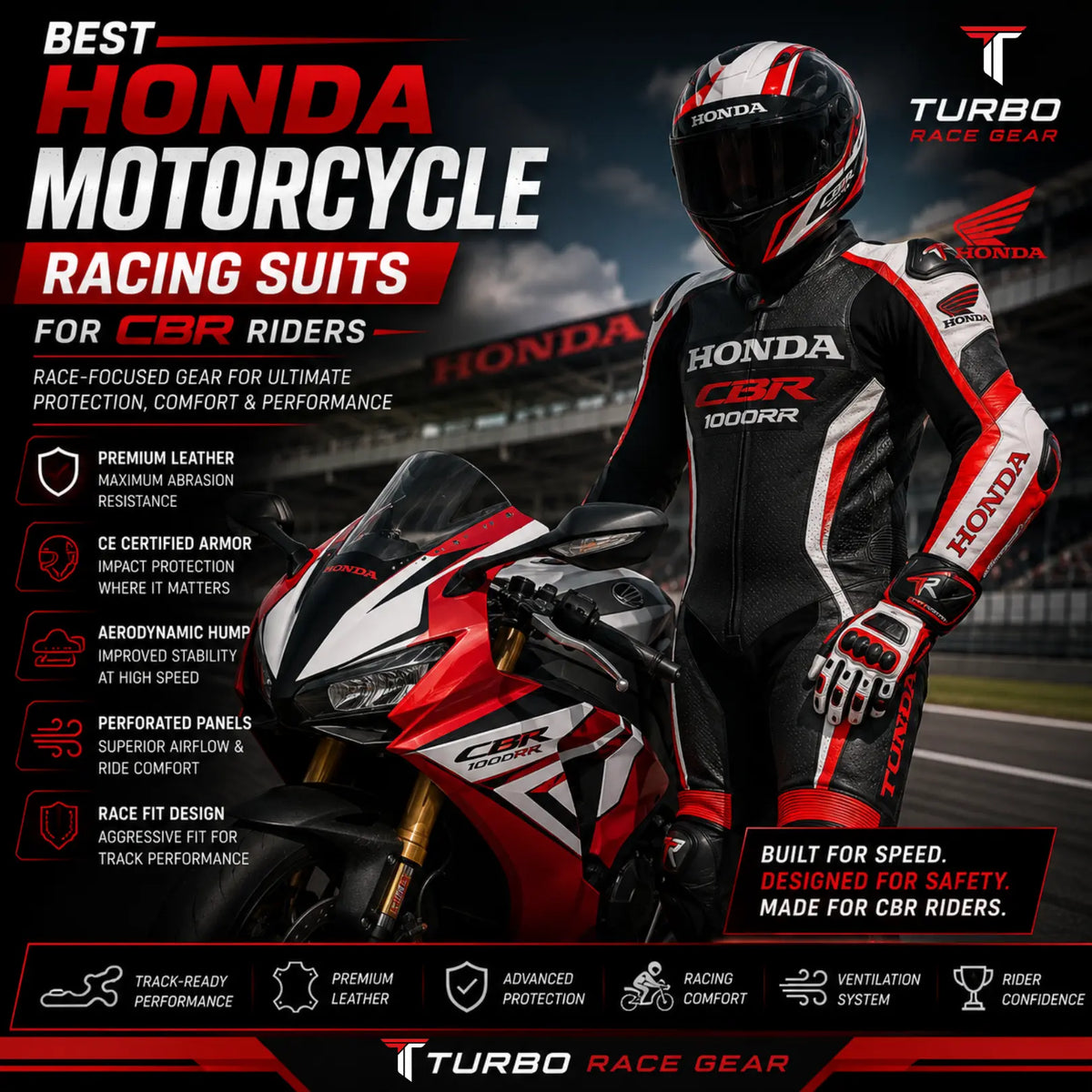 The best Honda motorcycle racing suits offer leather protection, CE armor, aerodynamic support, and race-focused comfort for aggressive CBR riding.