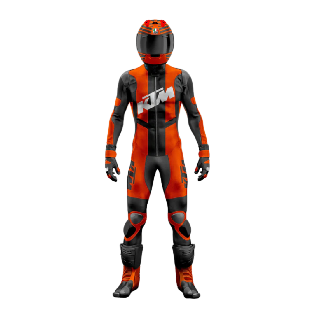 Turbo KTM Motorcycle Leather Suit (Black & Red)