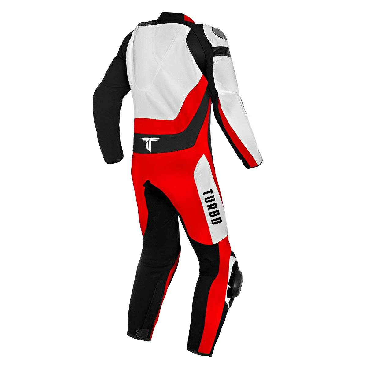 Turbo White & Red Motorcycle Leather Suit