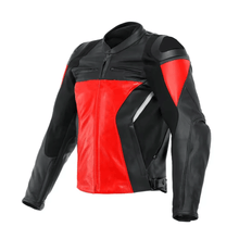 Load image into Gallery viewer, Turbo Red Black Leather Motorcycle Jacket
