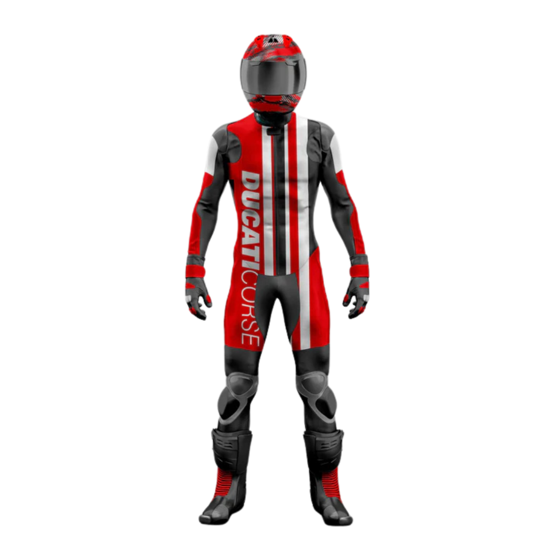 Turbo Ducati Motorbike Leather Suit (Red & Black)