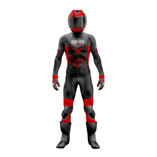 Turbo aprilia Motorbike Leather Suit (Red & Black)