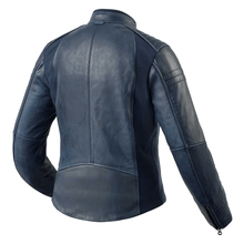 Load image into Gallery viewer, Turbo Blue Motorcycle Leather Jacket
