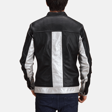 Load image into Gallery viewer, Turbo Silver Black Leather Motorcycle Jacket
