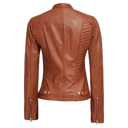 Turbo Brown Ladies Leather Motorcycle Jacket