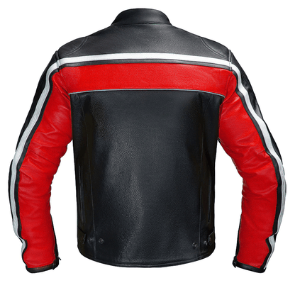 Turbo Red Black Men Motorcycle Leather Jacket