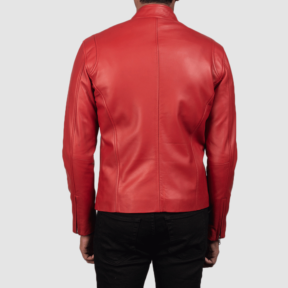 Turbo Red Leather Motorcycle Jacket