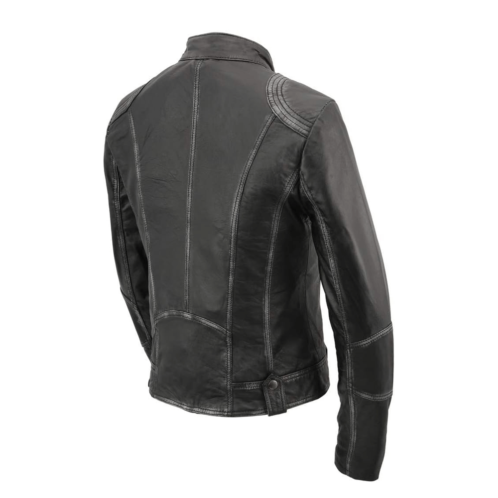 Turbo Ladies Leather Motorcycle Jacket