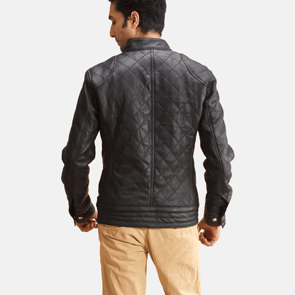 Turbo Black Leather Motorcycle Jacket