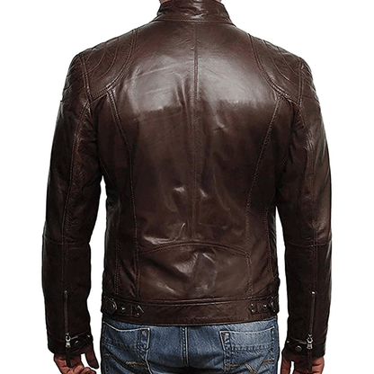 Turbo Men Leather Motorcycle Jacket