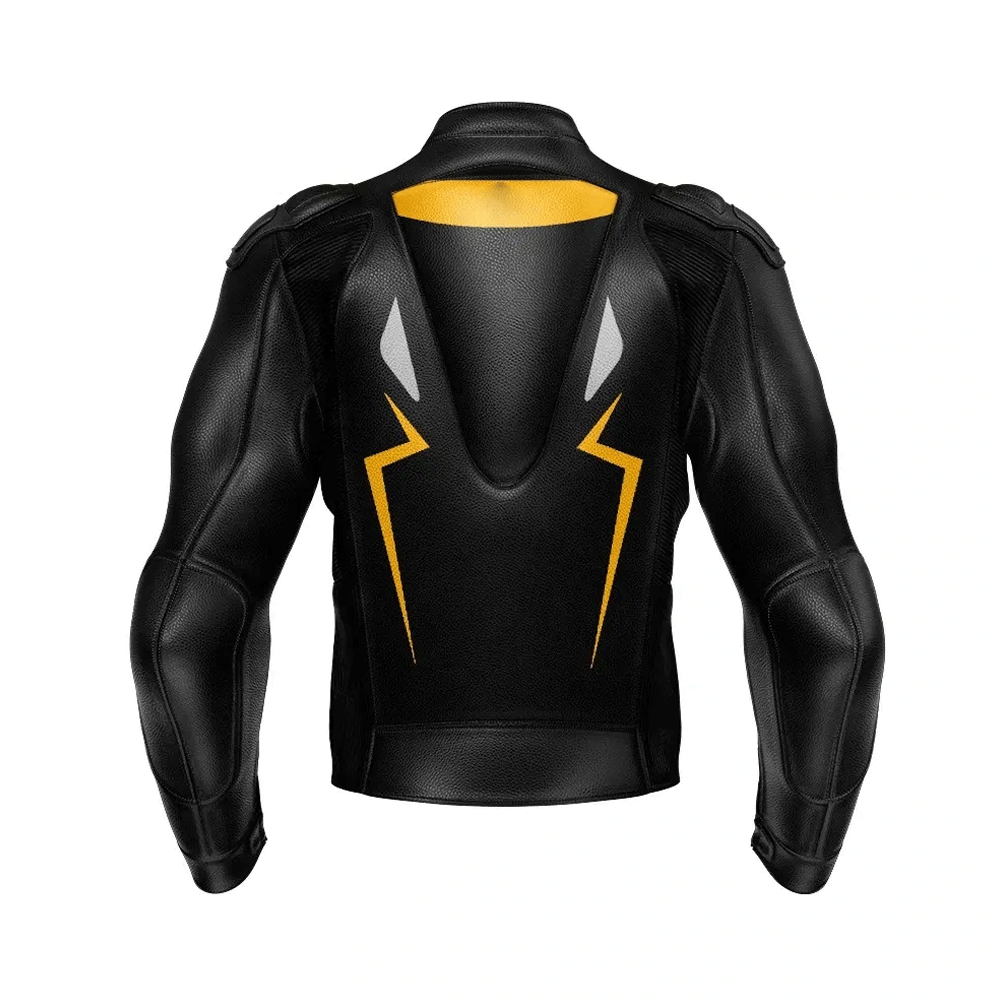 Turbo Yellow Black Leather Motorcycle Jacket