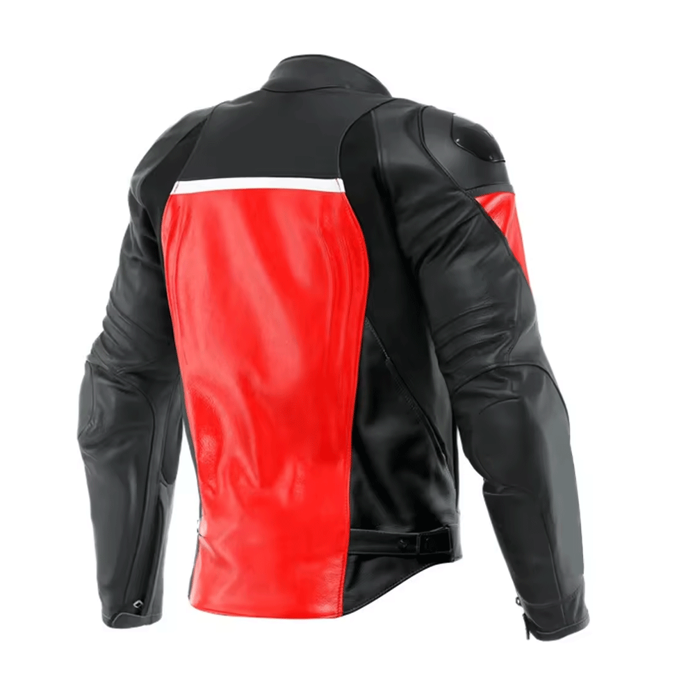 Turbo Red Black Leather Motorcycle Jacket