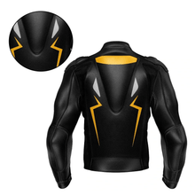 Load image into Gallery viewer, Turbo Yellow Black Leather Motorcycle Jacket
