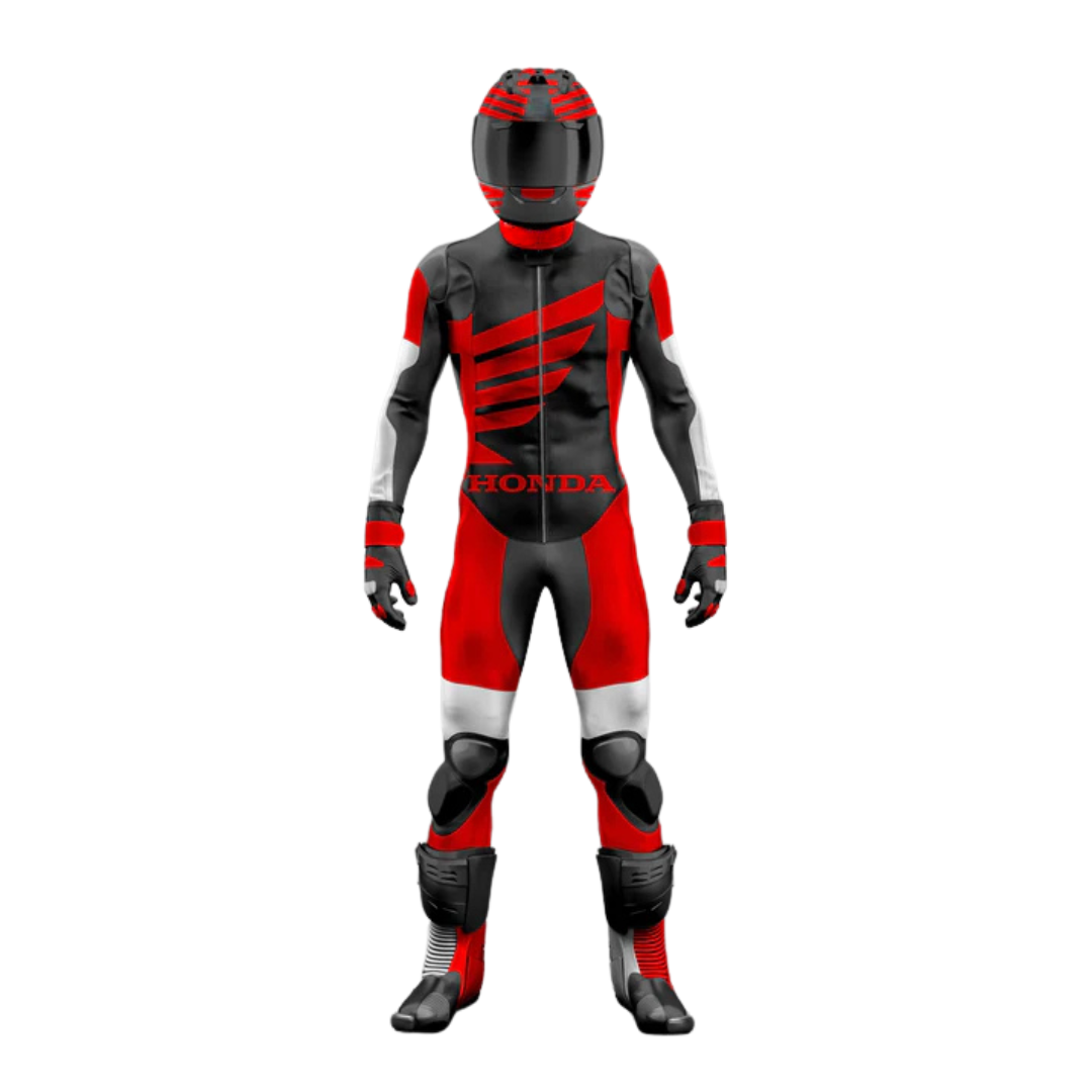 Honda Red & Black Motorcycle Leather Suit