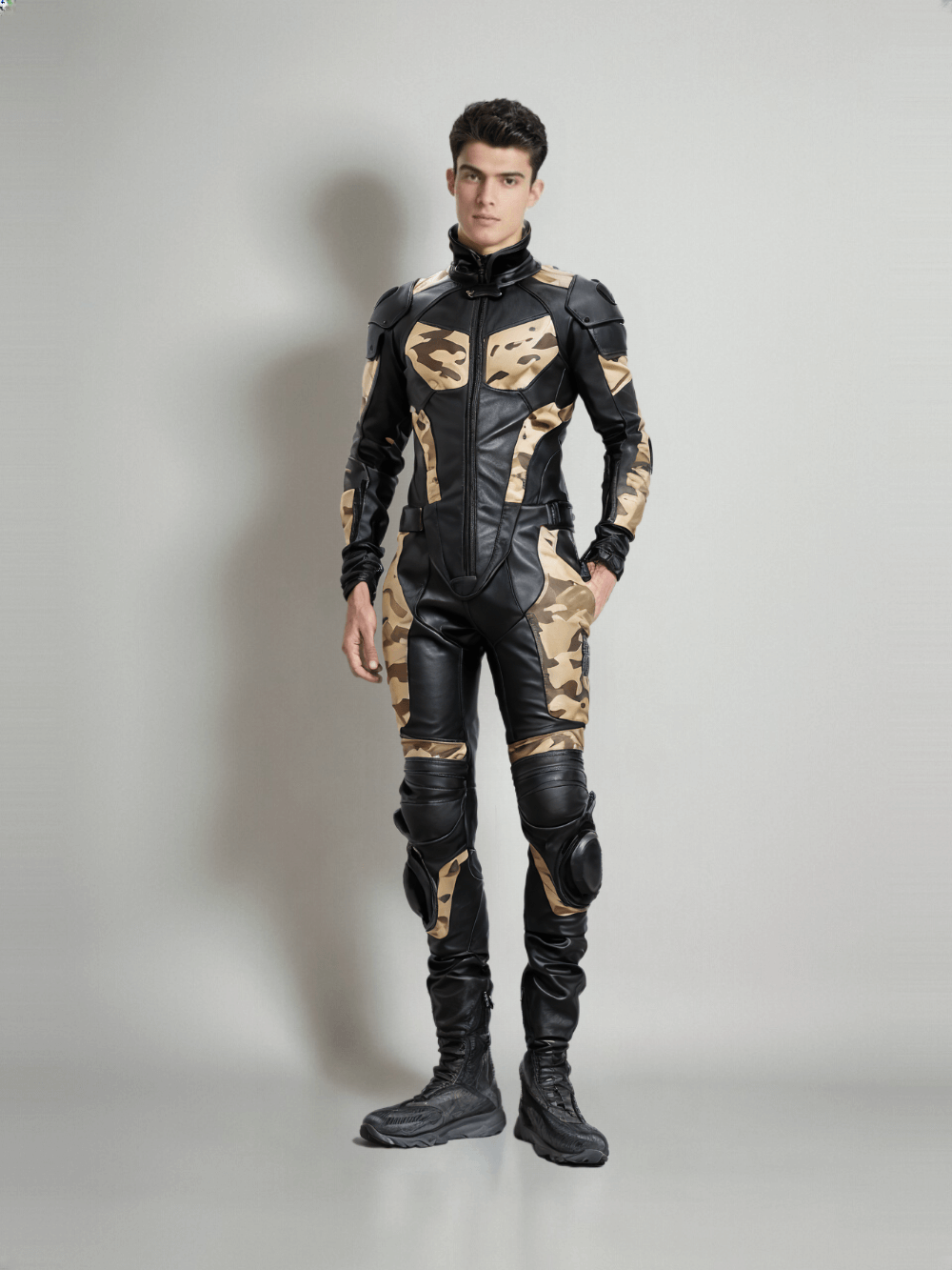 camo motorcycle leather suit