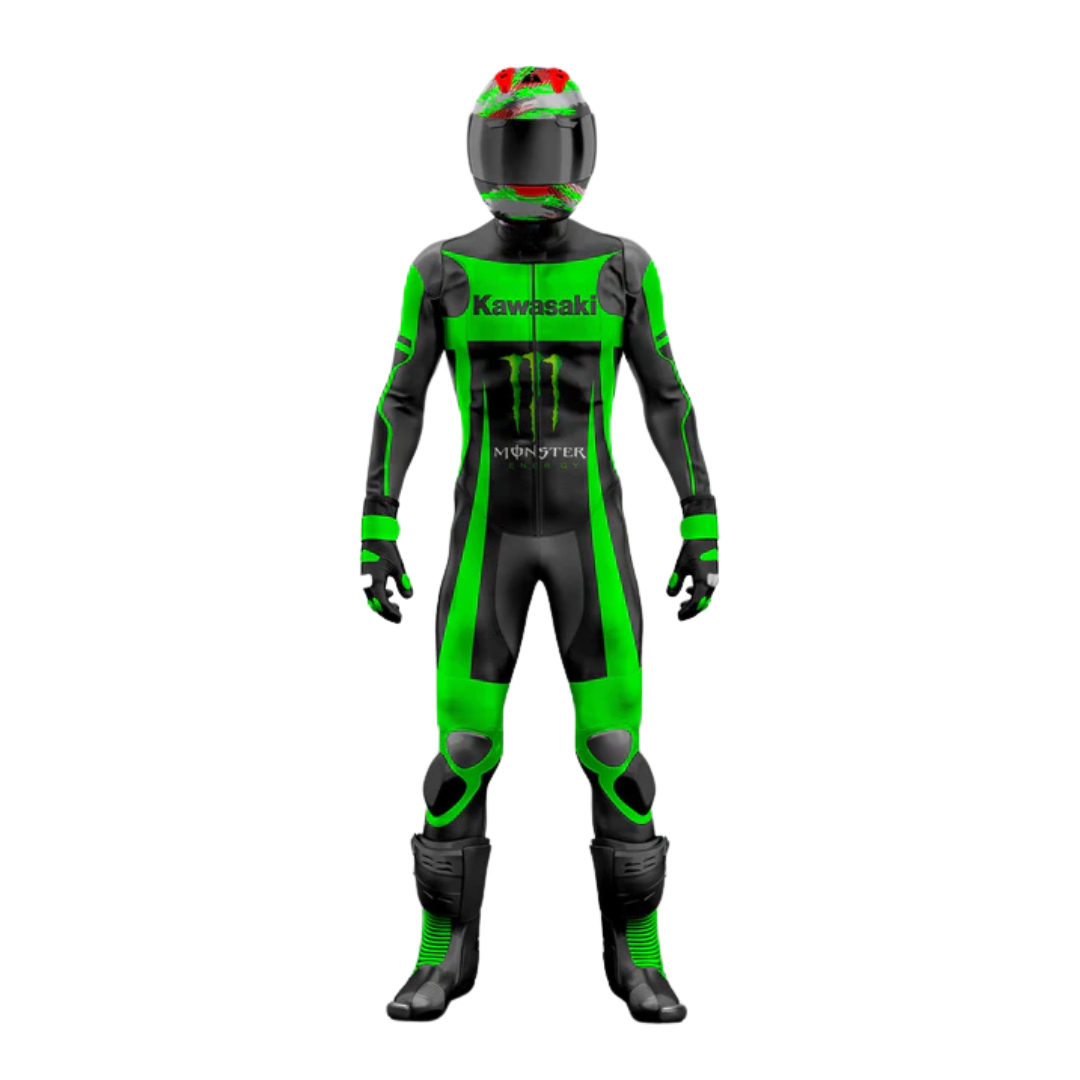 Turbo Kawasaki Motorbike Racing Leathers Suit