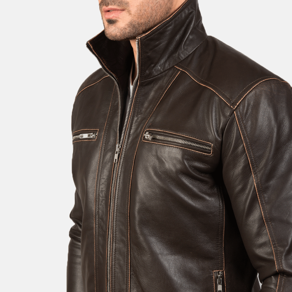 Turbo Men Leather Motorcycle Jacket