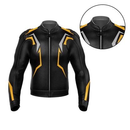 Turbo Yellow Black Leather Motorcycle Jacket