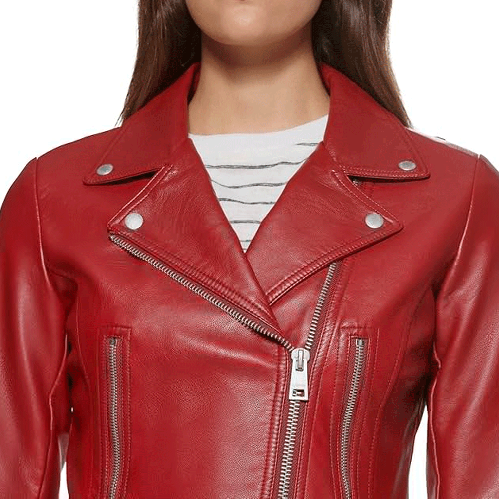 Turbo Women Leather Motorcycle Jacket