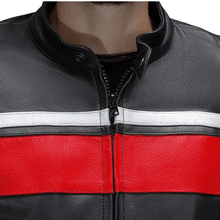 Load image into Gallery viewer, Turbo Red Black Men Motorcycle Leather Jacket
