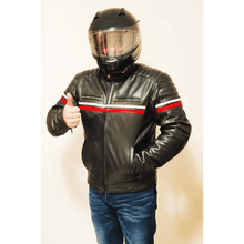 Load image into Gallery viewer, Turbo Men Black Leather Motorcycle Jacket
