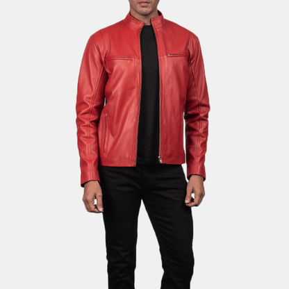 Turbo Red Leather Motorcycle Jacket