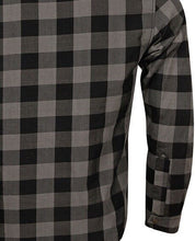 Load image into Gallery viewer, grey checkered shirt backside
