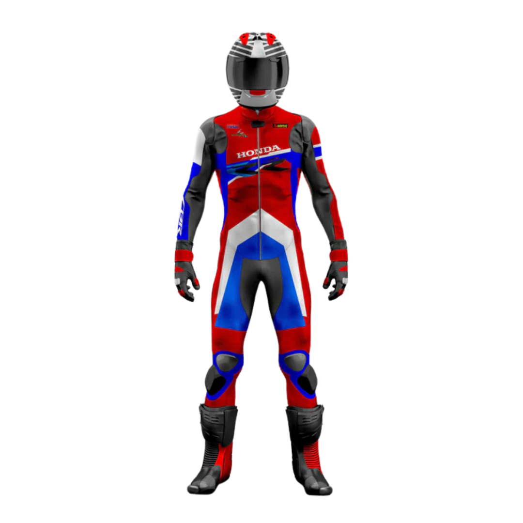 Turbo Honda Motorcycle Racing Gear (Red & Blue)