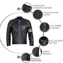 Load image into Gallery viewer, Turbo Leather Motorcycle Jacket
