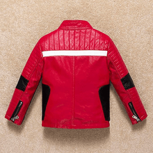 Load image into Gallery viewer, Kid Motorcycle Leather jacket in Red &amp; Black
