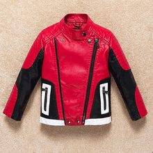 Load image into Gallery viewer, Kid Motorcycle Leather jacket in Red &amp; Black
