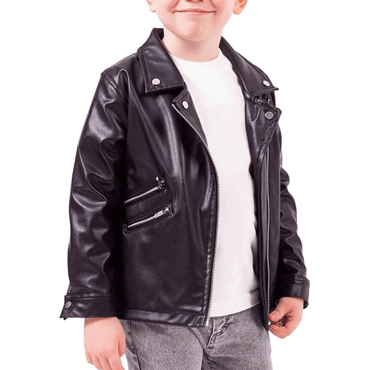 Kid Motorcycle Leather jacket in  Black