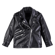 Load image into Gallery viewer, Kid Motorcycle Leather jacket in  Black
