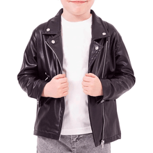 Load image into Gallery viewer, Kid Motorcycle Leather jacket in  Black
