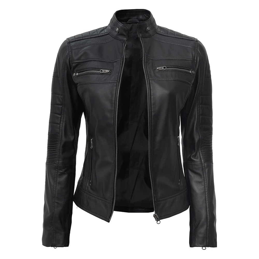 Women leather jacket elegant look