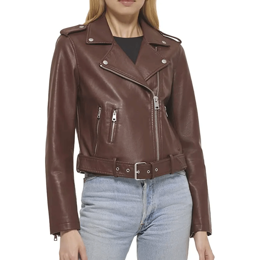 Turbo Ladies Leather Motorcycle Jacket