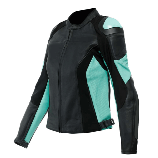 Women's Motorcycle Jacket Black Blue Green Leather