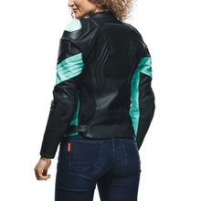 Load image into Gallery viewer, Women&#39;s Motorcycle Jacket Black Blue Green Leather
