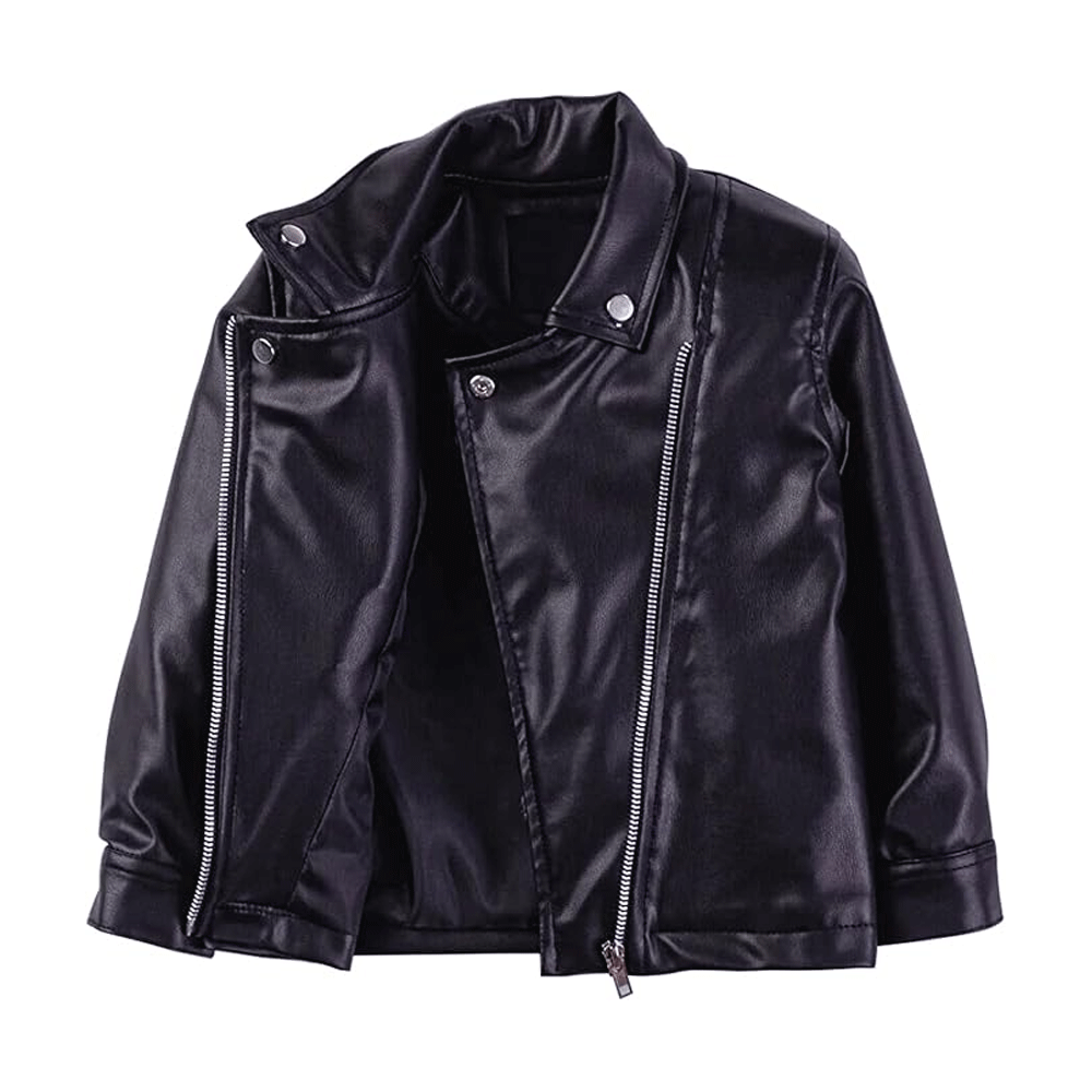 Kid Motorcycle Leather jacket in  Black