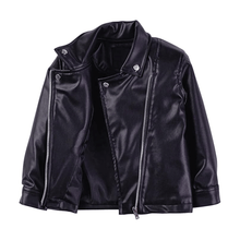 Load image into Gallery viewer, Kid Motorcycle Leather jacket in  Black
