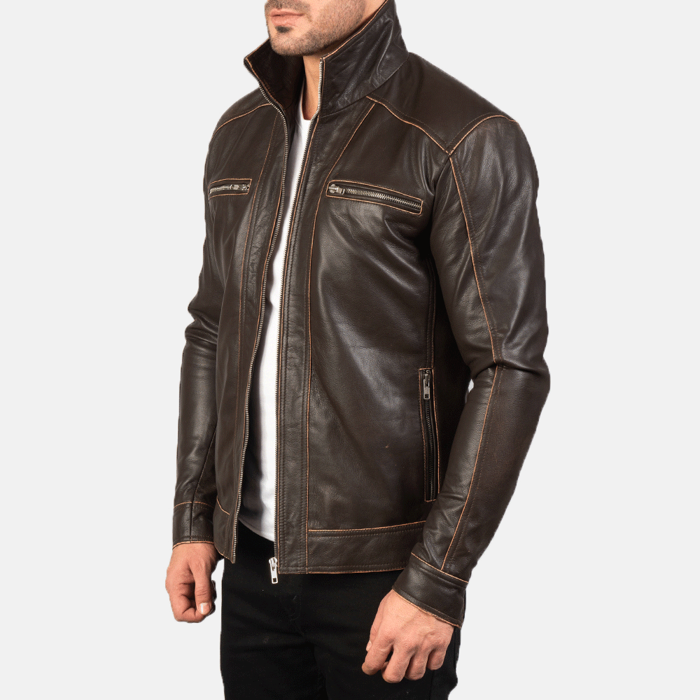 Turbo Men Leather Motorcycle Jacket