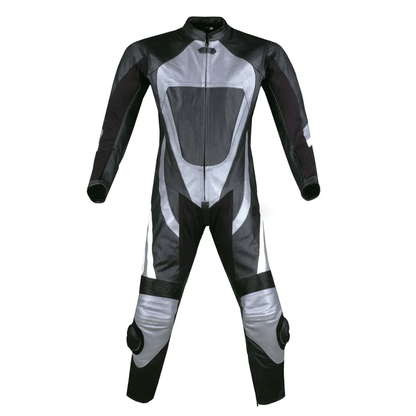 Turbo Silver & Black Motorcycle Leather Suit