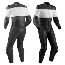 Load image into Gallery viewer, Turbo Black &amp; Silver Motorcycle Race Suit
