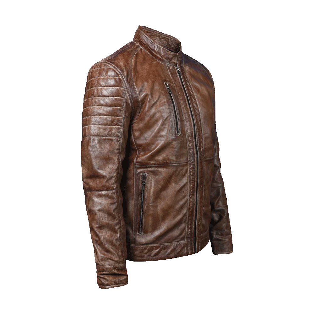 Men leather jacket classic style