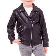 Load image into Gallery viewer, Kid Motorcycle Leather jacket in  Black
